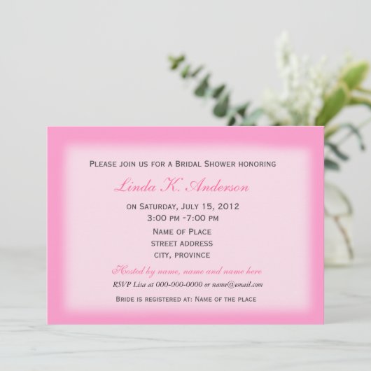 Brautduscheinladung, Foto hinzufügen Einladung (Stehend Vorderseite)