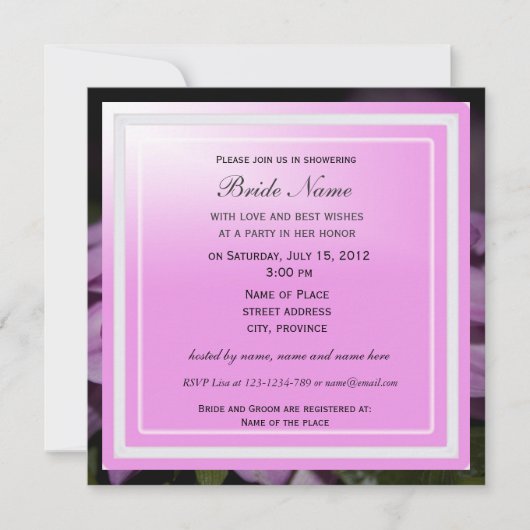 Brautduscheinladung, lila Dahlia Einladung (Vorderseite)