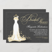 Brautduscheinladungen mit Hochzeitskleid Einladung (Vorne/Hinten)