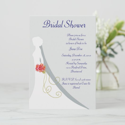 Brautduschen-Braut-Silhouette Einladung (Stehend Vorderseite)