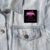 Bräuteentourage-Quadrat-Button (SCHWARZES u. ROSA) Button (Beispiel)