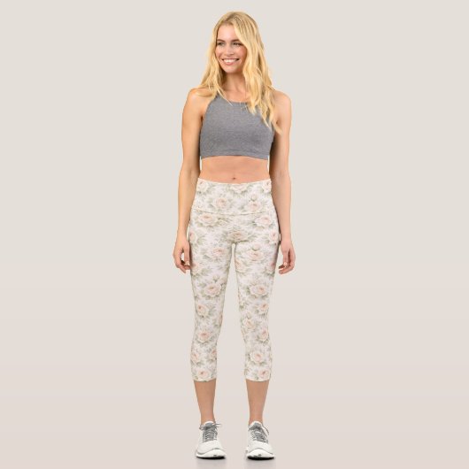 Brautfloralmuster Capri Leggings (Vorderseite)