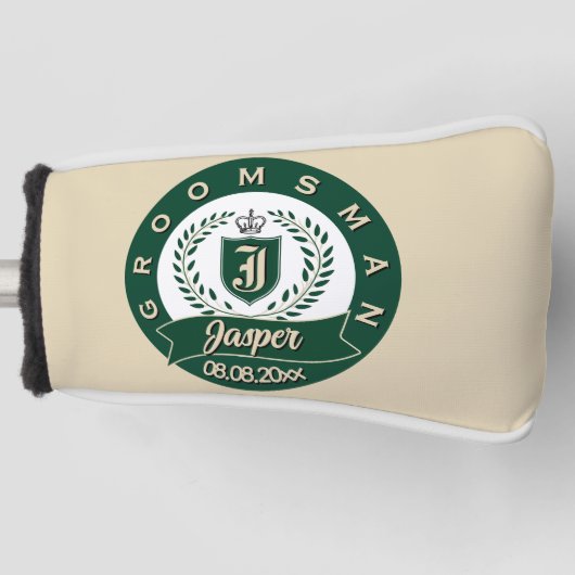 Brautführer-Name Lorbeerkranz Hochzeit Golf Headcover (Vorderseite)
