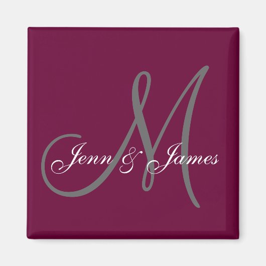 Brautgarten für Hochzeiten Monogramm Weinmagen Magnet (Vorne)