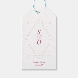 Brautgeschenk-Etikett mit rosa Glitzermonogramm Geschenkanhänger