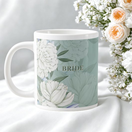 Brautgeschenk – Salbeigrün & Pfingstrosen Jumbo-Tasse