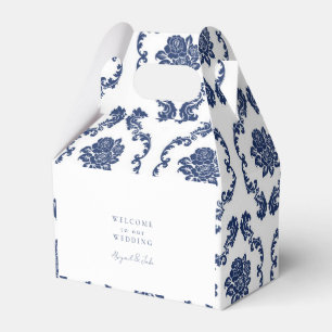 Brautgeschenkbox aus Navy-Damask Geschenkschachtel