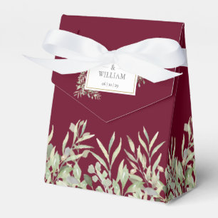 Brautgeschenkbox Burgund Grüne Blätter Geschenkschachtel