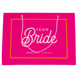 Brautgeschenktasche im rosa-orangefarbenen Team-Br Große Geschenktüte