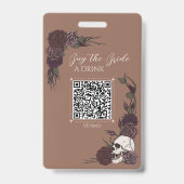 Brautgetränk Bezahlen Tan Totenkopf QR Abzeichen Ausweis (Vorderseite)