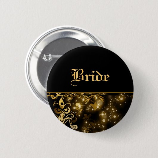 Brautgoldschwarz-Hochzeits-Brautparty Button (Vorne & Hinten)