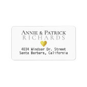 Brautgroomnamen Hochzeitslabel mit Adresse Adressaufkleber (Vorne)