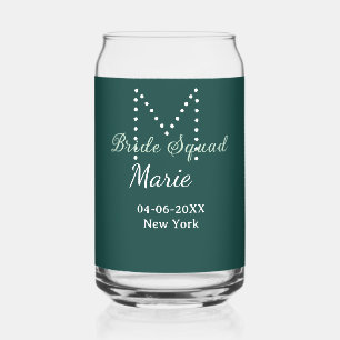 Brautgruppe Name Monogramm Brautjungfer Blau Dosenglas