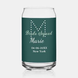 Brautgruppe Name Monogramm Brautjungfer Blau Dosenglas