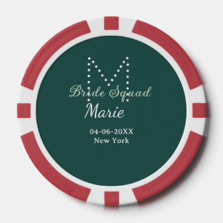 Brautgruppe Name Monogramm Brautjungfer blau Pokerchips