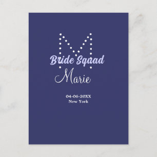 Brautgruppe Name Monogramm Brautjungfer lila wh Postkarte