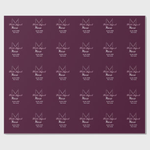 Brautgruppe Name Monogramm Brautjungfer Mauve  Geschenkpapier