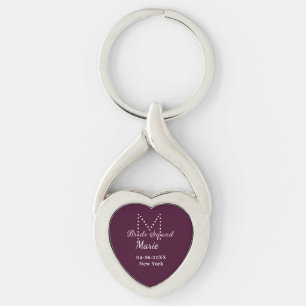 Brautgruppe Name Monogramm Brautjungfer Mauve  Schlüsselanhänger