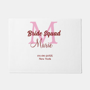 Brautgruppe Name Monogramm Brautjungfer Pink Datum Fußmatte