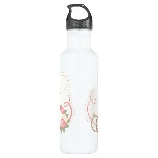 Brauthochzeitungen und Blume Edelstahlflasche (Rückseite)