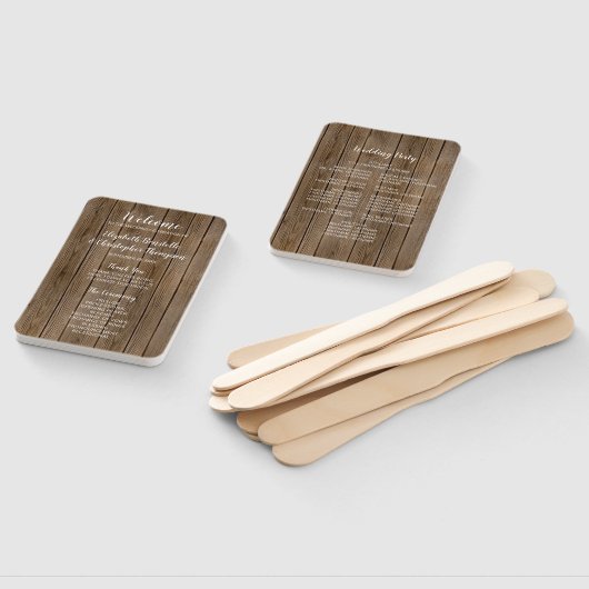 Brautholz-Hochzeitsprogramm für rustikale Kalligra Fächer (Non-assembled)