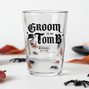 Bräutigam bis zum Grab Totenkopf Junggesellenabsch Schnapsglas