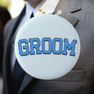 BRÄUTIGAM – Blue College Font Hochzeit & Junggesel Button