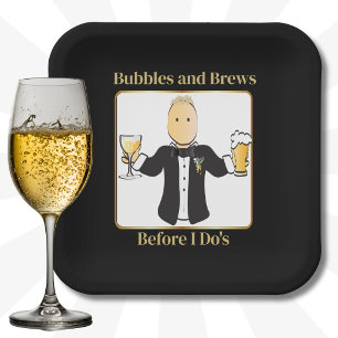 Bräutigam Cartoon Lustige Sprüche Bier Champagner Pappteller
