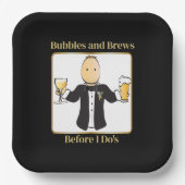 Bräutigam Cartoon Lustiger Spruch Bier Junggeselle Pappteller (Vorderseite)