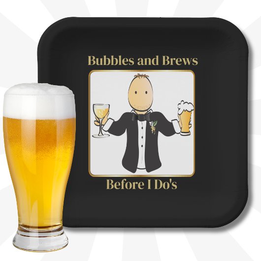 Bräutigam Cartoon Lustiger Spruch Bier Junggeselle Pappteller