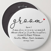 Bräutigam Definition, Junggesellenabschied, Hochze Button (Vorne & Hinten)