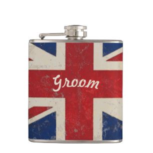 Bräutigam-Flasche UK Vintage-Flagge Flachmann