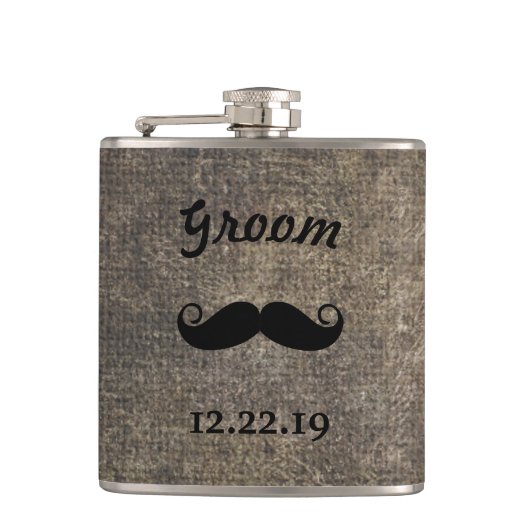 Bräutigam Flask Schnurrbart Flachmann (Vorderseite)
