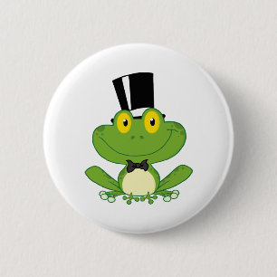 Bräutigam-Frosch-Cartoon-Charakter Button