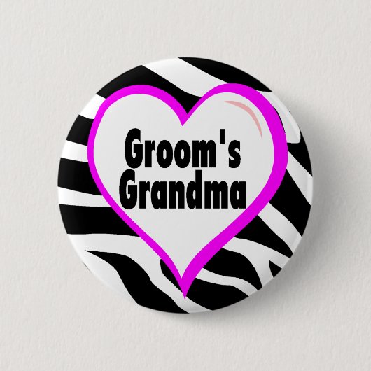 Bräutigam-Großmutter (Herzzebra-Streifen) Button (Vorderseite)