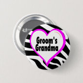 Bräutigam-Großmutter (Herzzebra-Streifen) Button (Vorne & Hinten)