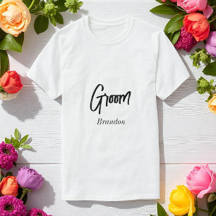 Bräutigam Hochzeit Schwarz Weiß Schrift T-Shirt