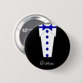 Bräutigam-Knopf (blau) Button (Vorne & Hinten)