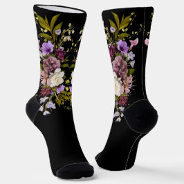 Bräutigam Lila Blumenstrauß auf schwarz Socken