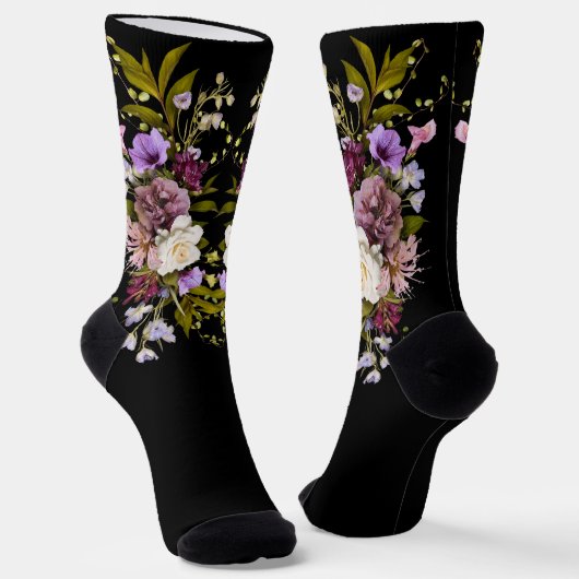 Bräutigam Lila Blumenstrauß auf schwarz Socken (Gewinkelt)