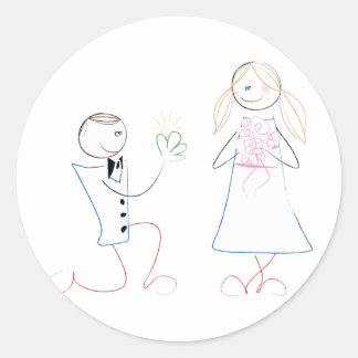 Bräutigam macht der Braut Heiratsantrag Hochzeitsa Runder Aufkleber
