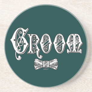 Bräutigam mit Fliege Weiß und Schwarz Typ Getränkeuntersetzer