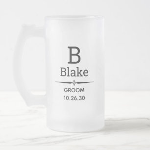 Bräutigam-Monogramm-Frostglas-Bierkrug Mattglas Bierglas