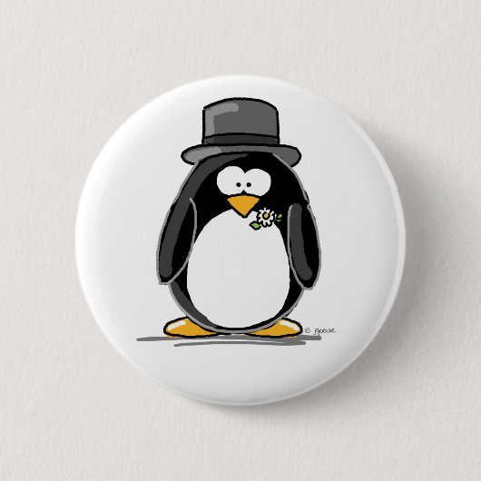 Bräutigam-Pinguin Button (Vorderseite)
