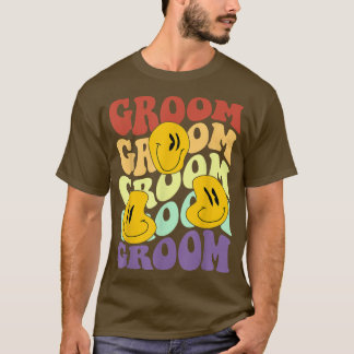 Bräutigam Retro-Lächeln Gesicht Hochzeitsfeier Bac T-Shirt