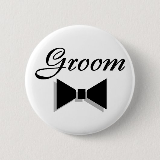 Bräutigam (schwarze Bogen-Krawatte) Button (Vorderseite)