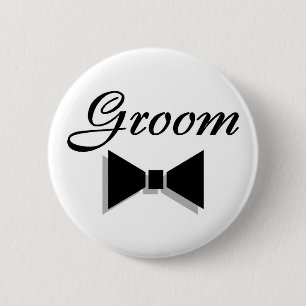 Bräutigam (schwarze Bogen-Krawatte) Button