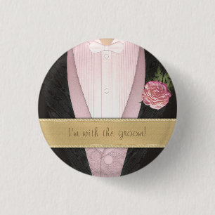Bräutigam Smoking (rosa) individuelle Hochzeit Button