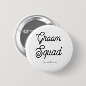 Bräutigam-Truppe Schwarz Weiß Knopf Button (Vorne & Hinten)
