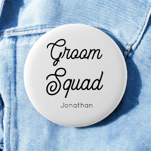 Bräutigam-Truppe Schwarz Weiß Knopf Button